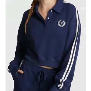 VICTORIA'S SECRET PINK
Reverse Fleece Cropped Polo
Sweatshirt Navy NWT! Sz XL!